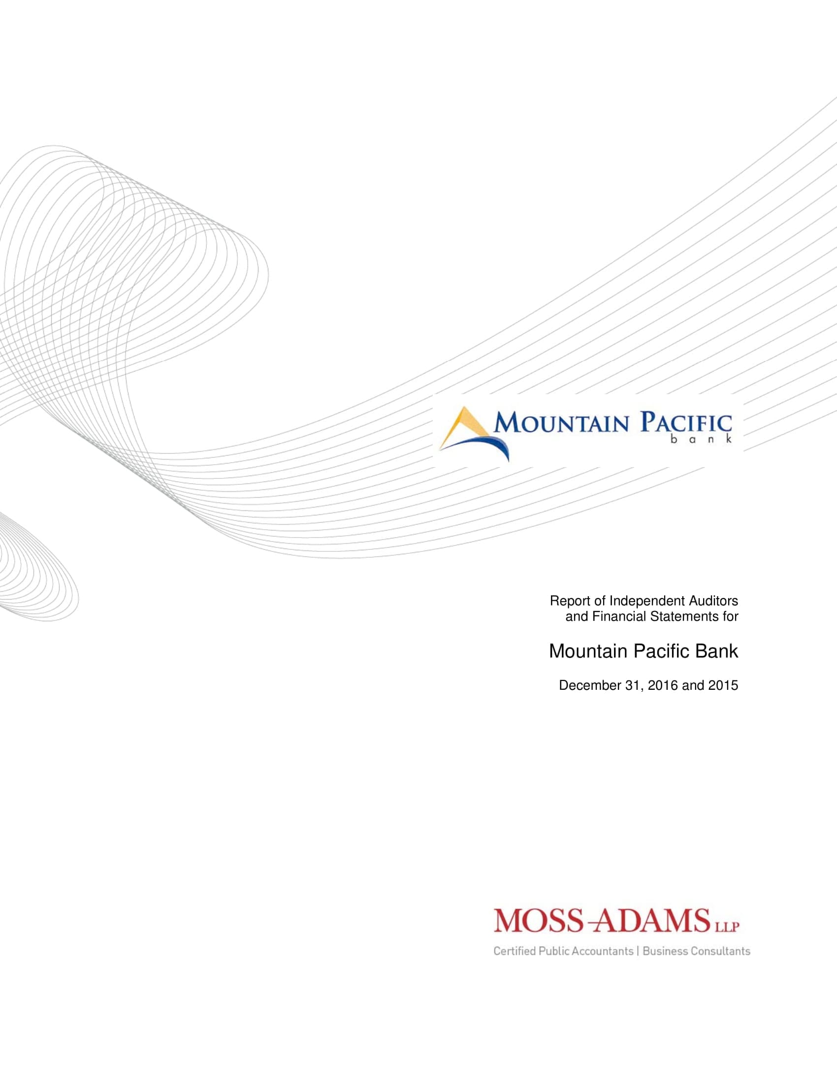 2016 Annual Report Mountain Pacific Bank